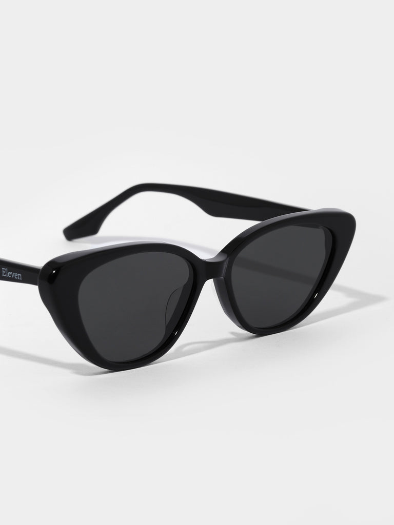 product shot of black cat eye sunglasses