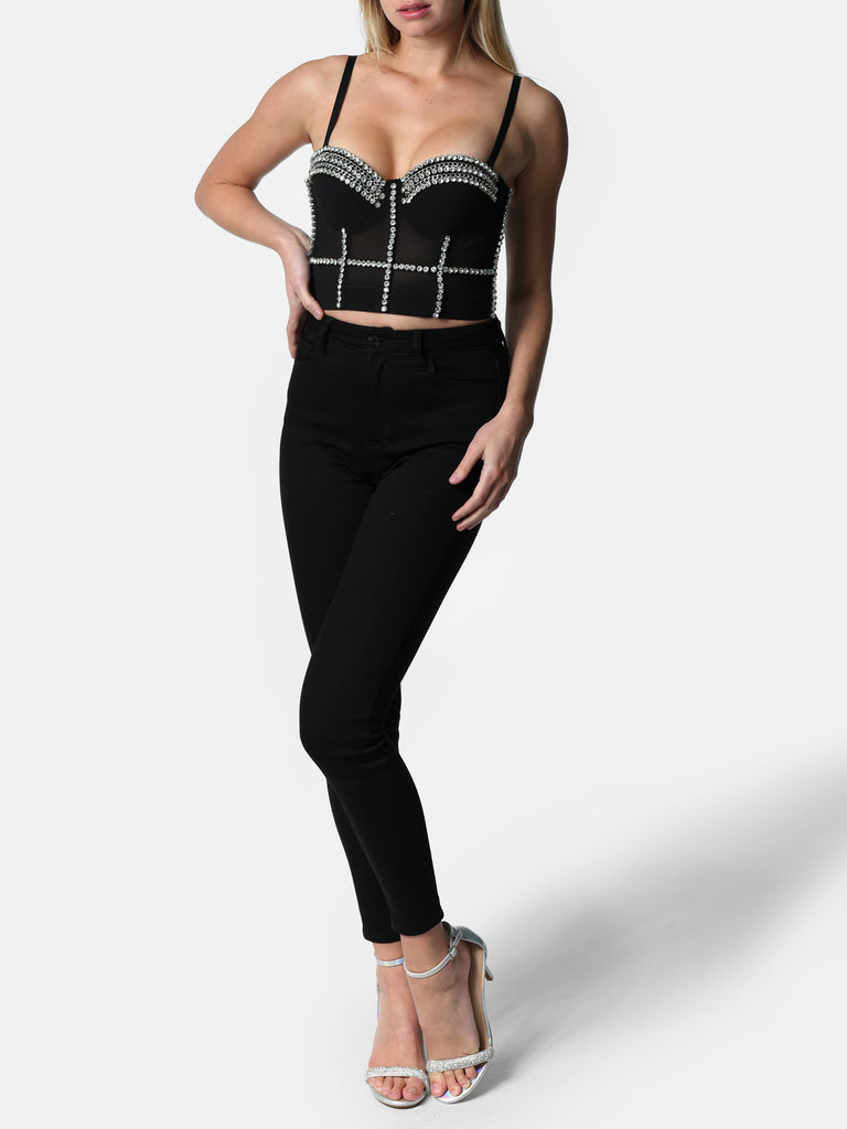 Woman wearing Crystal Lined Bustier Top