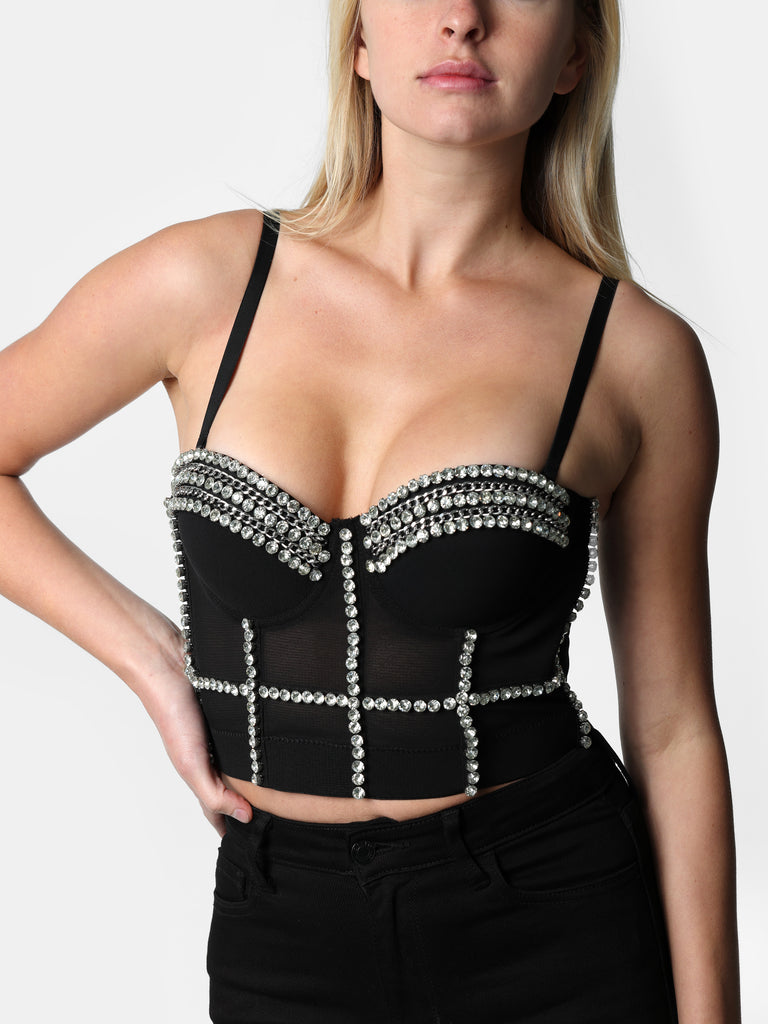 Woman wearing Crystal Lined Bustier Top