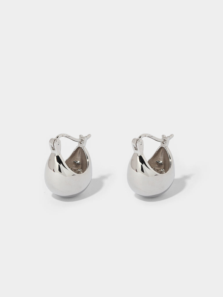 Image of silver hammock shaped hoop earrings