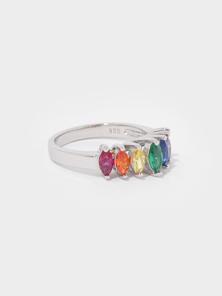 Rainbow Marquise Cluster Ring