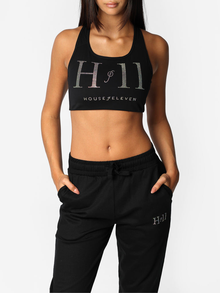 Woman wearing HOF11 Bedazzled Sports Bra