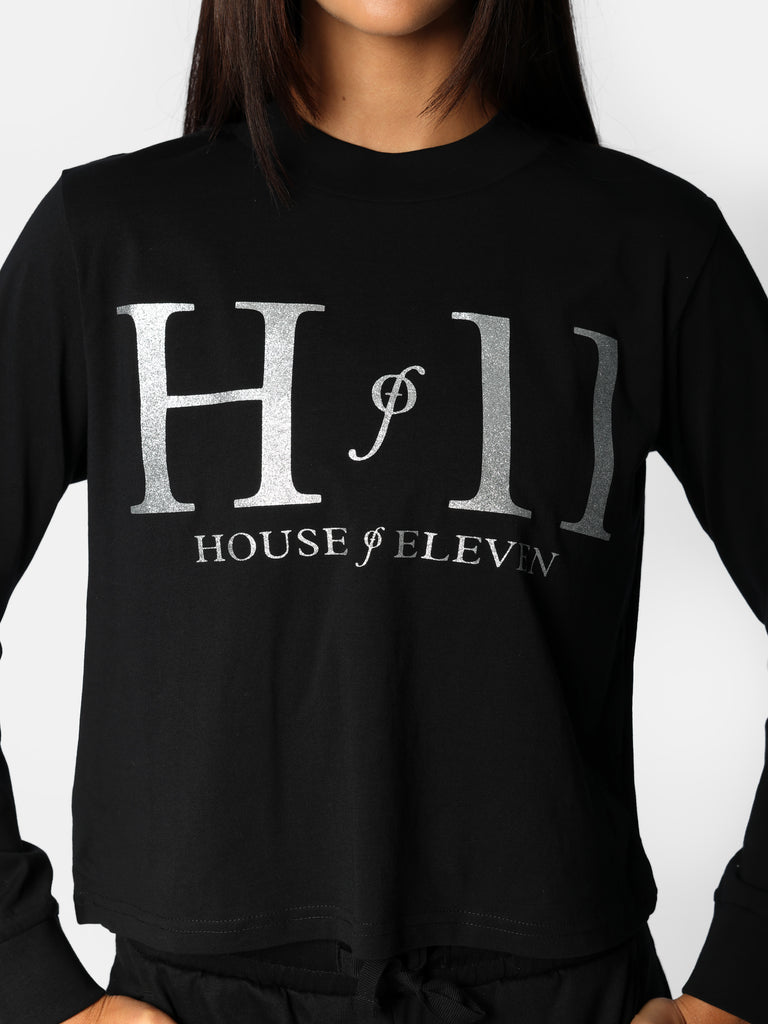 Black Long Sleeve Glitter HOF11 Shirt – House of Eleven by Silva Twins