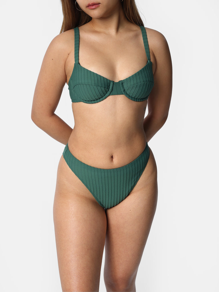 Woman wearing Emerald Green Yvette Bikini