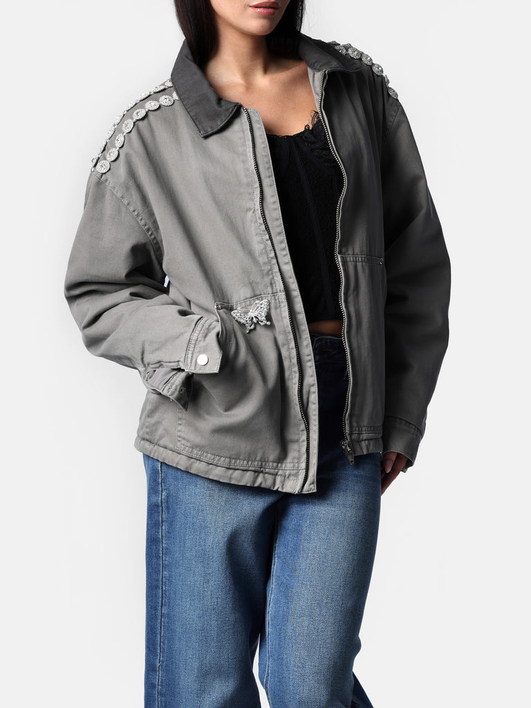 Woman wearing Crystal Glam Workman's Jacket