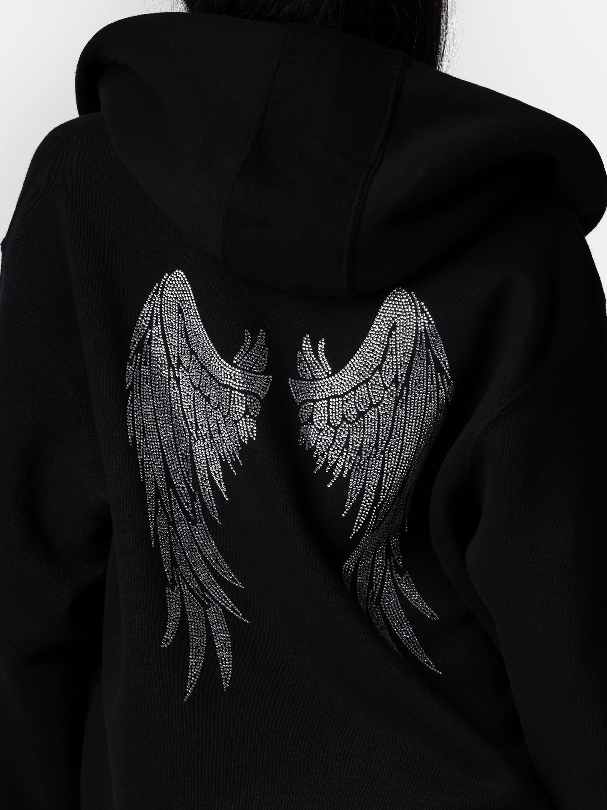 Zip Up Bedazzled Angel Wings Hoodie House of Eleven by Silva Twins