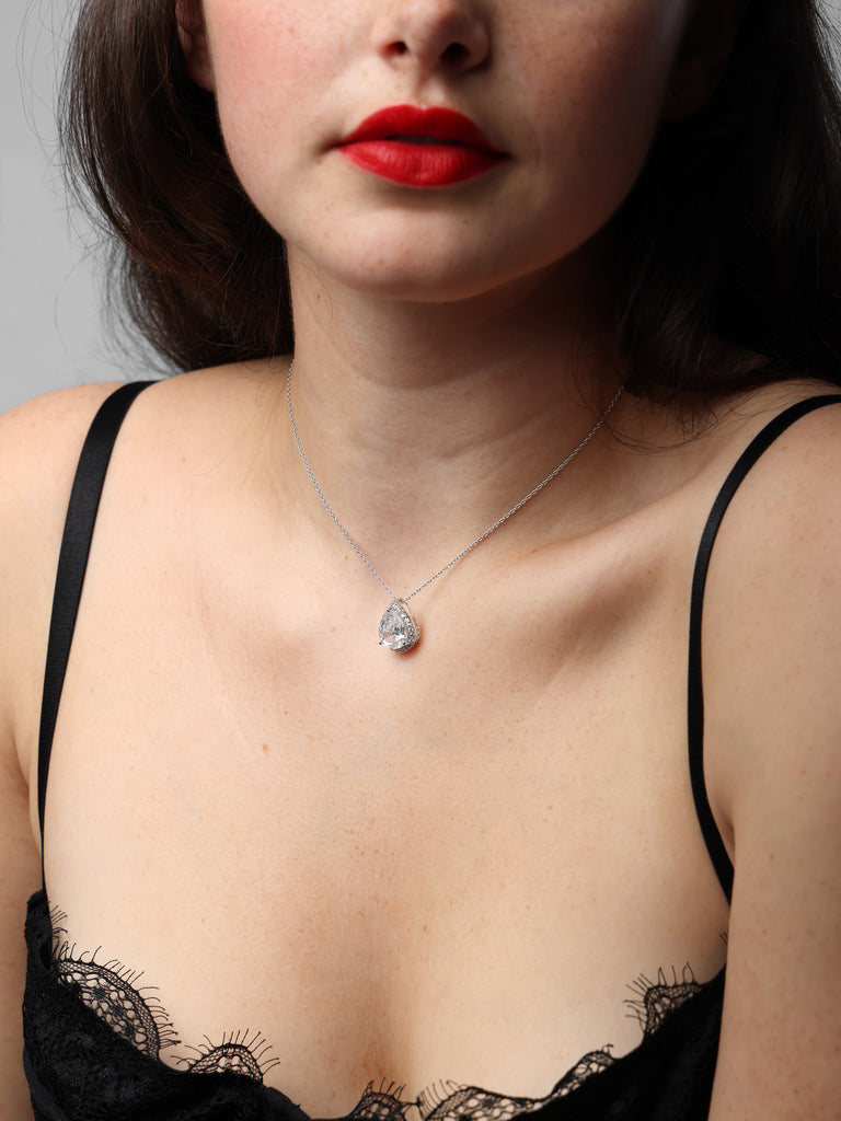Product shot of Pear Cut Crystal Pendant Necklace
