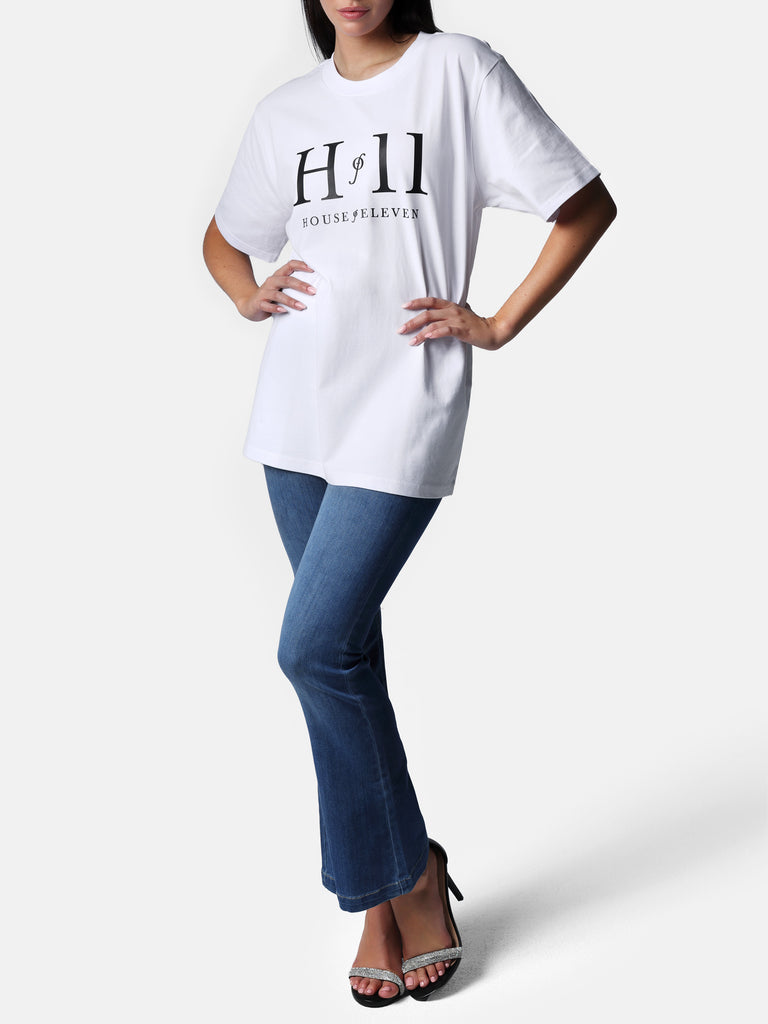 Woman wearing Classic White HOF11 T-Shirt