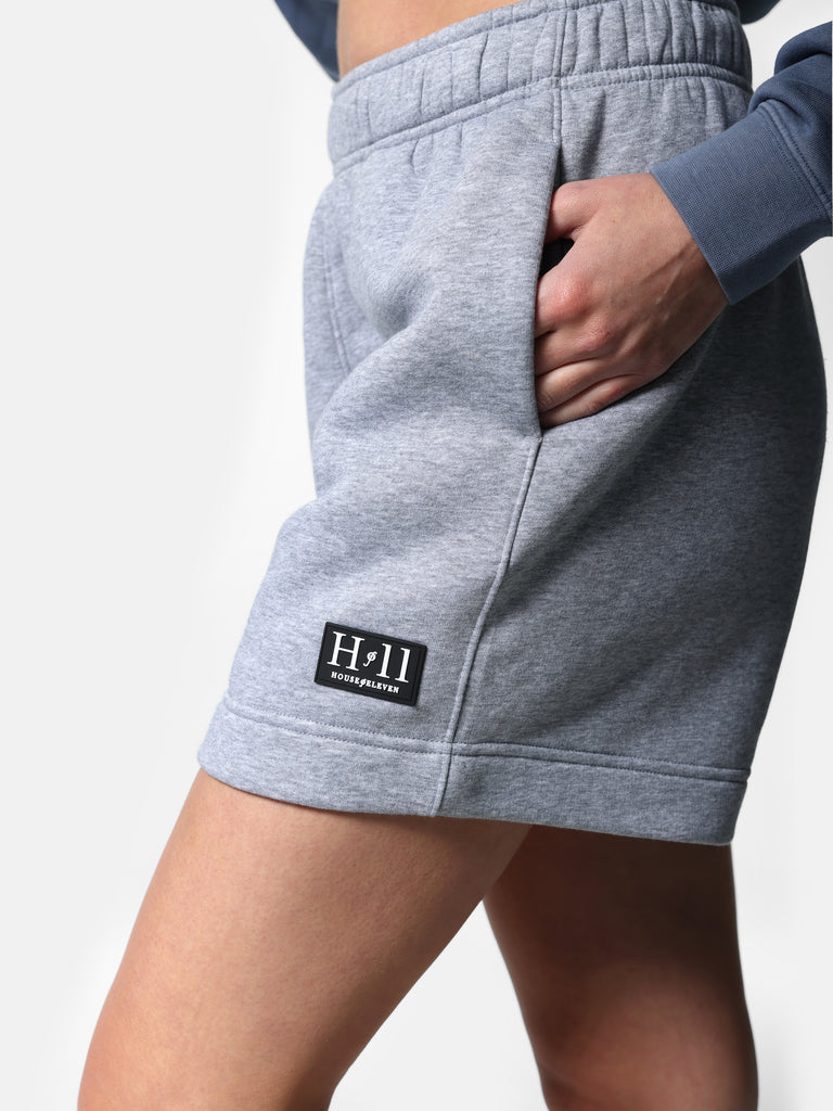 Woman wearing Gray HOF11 Rubber Patch Relaxed Shorts