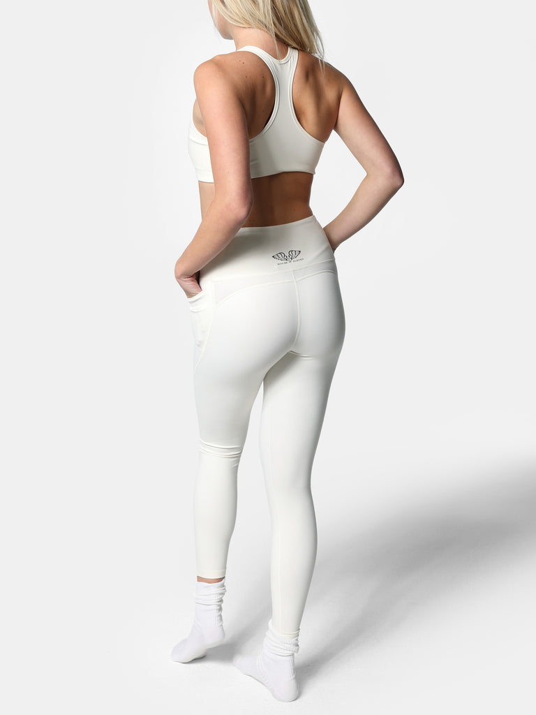 Woman wearing Beige HOF11 Active Leggings