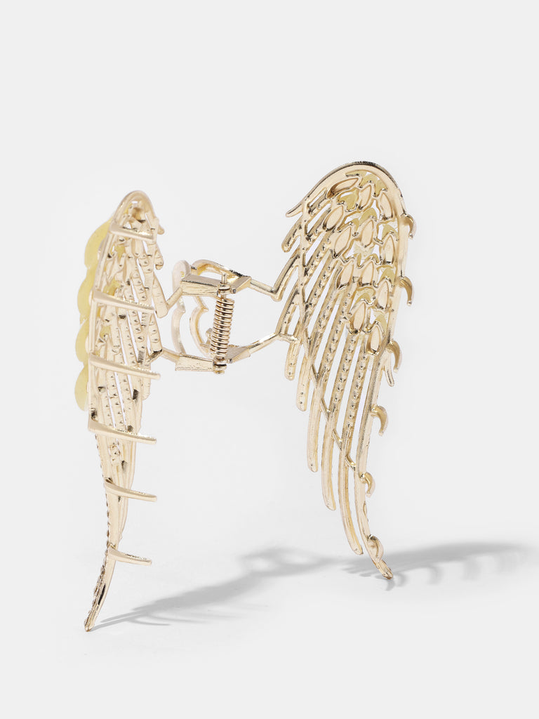 Golden Crystal Angel Wings Claw Hair Clip