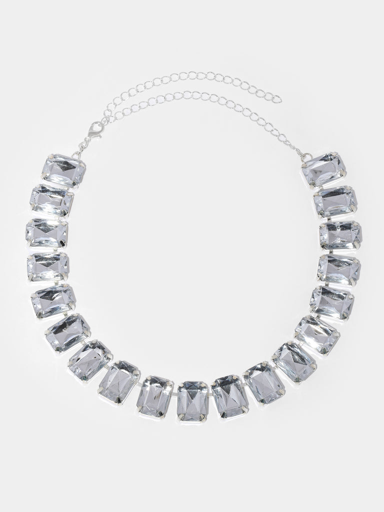 Product shot of XL Emerald Cut Crystal Choker Necklace