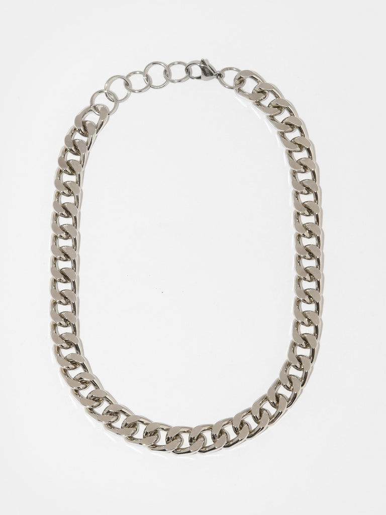 large silver link chain necklace