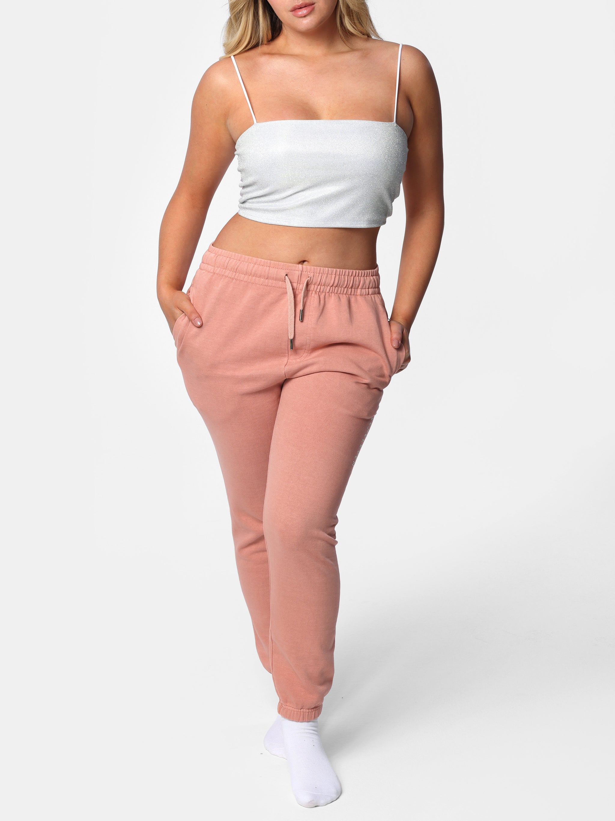 【BAON】24FW★ [BAONHAUS] frill banding wide jogger PT Pink Peach Bedazzled Joggers – House of Eleven by Silva Twins