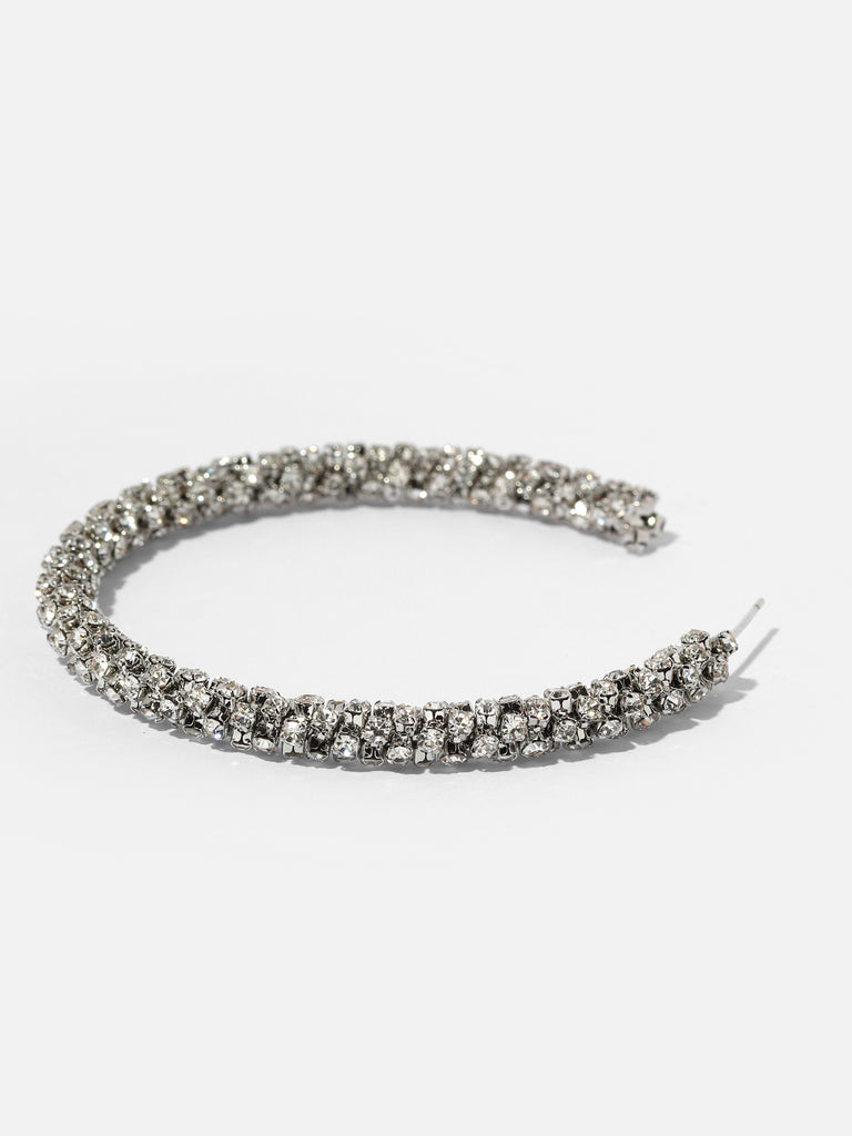 Product image of silver hoops covered in small crystals