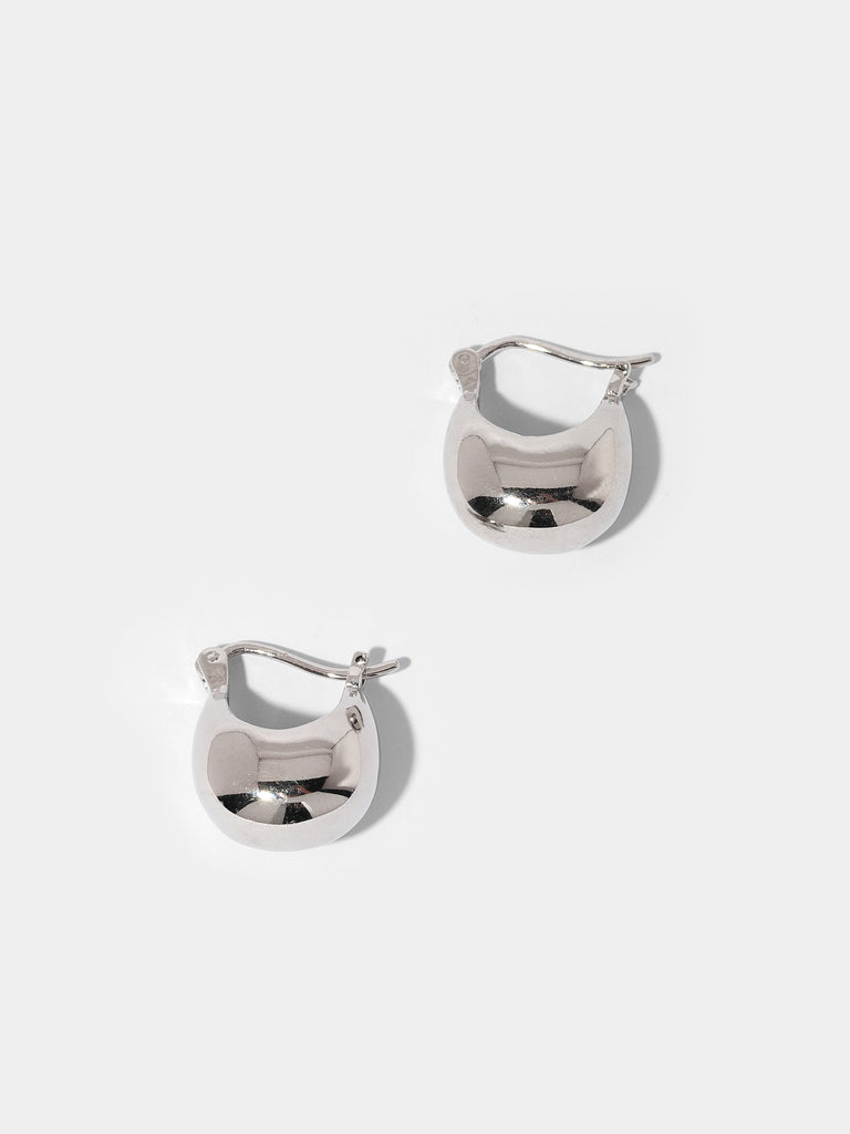 Image of silver hammock shaped hoop earrings