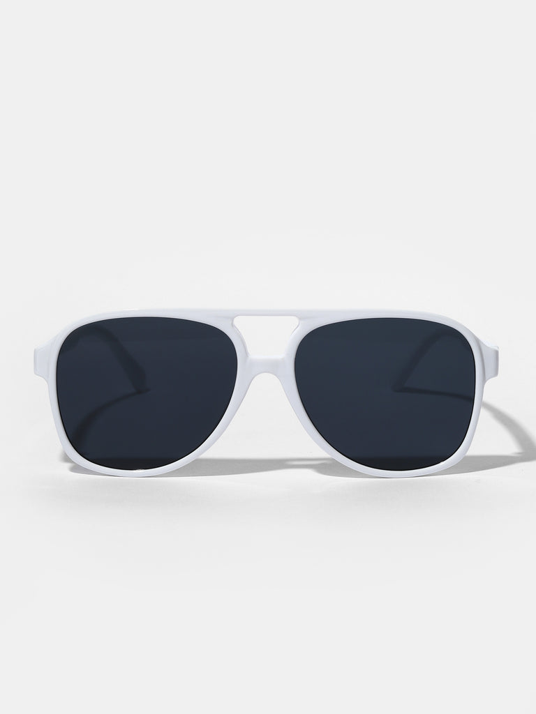White Retro Aviator Sunglasses
