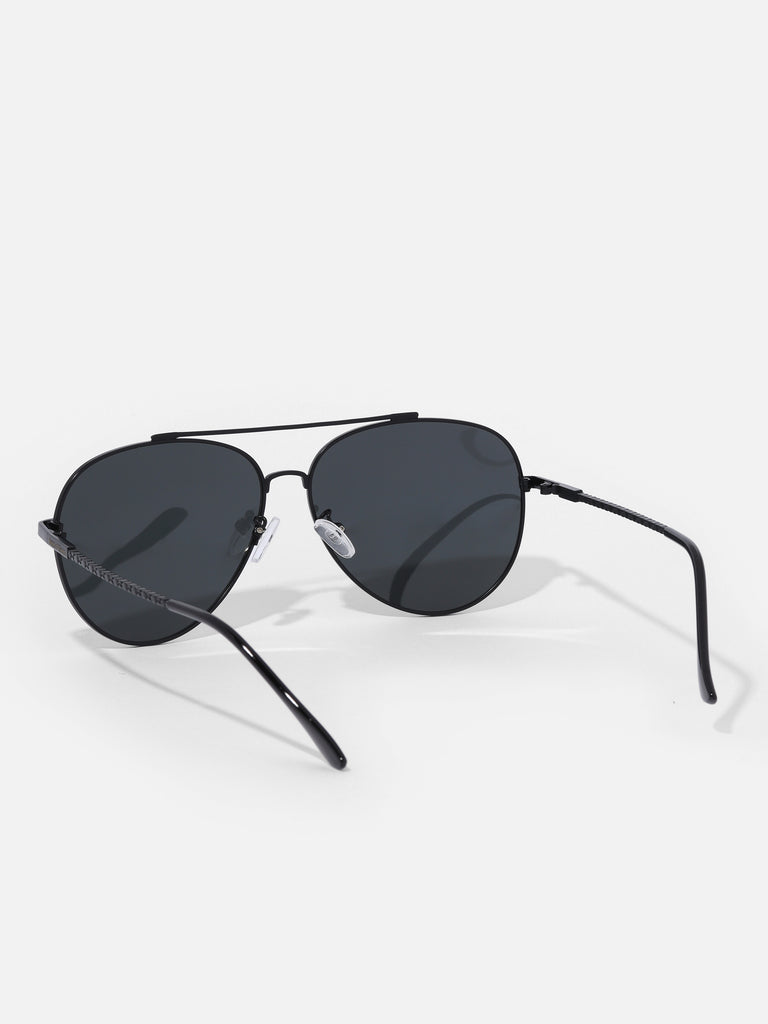 Black Metal Aviator Sunglasses