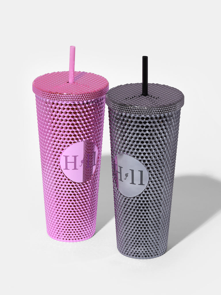 Pink Studded Sparkle Tumbler Cup and Black Studded Sparkle Tumbler Cup
