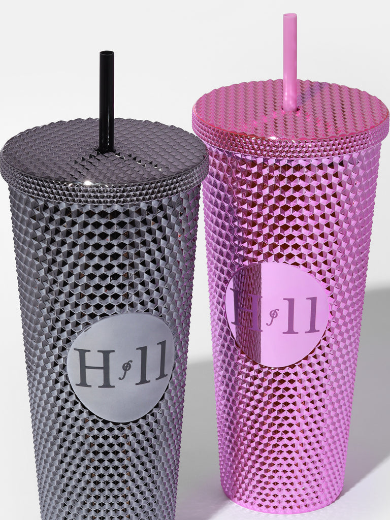 Pink Studded Sparkle Tumbler Cup and Black Studded Sparkle Tumbler Cup