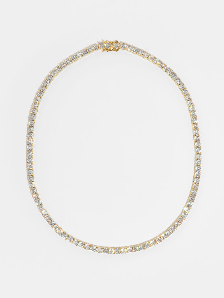 gold necklaces with round clear-colored, crystals all around