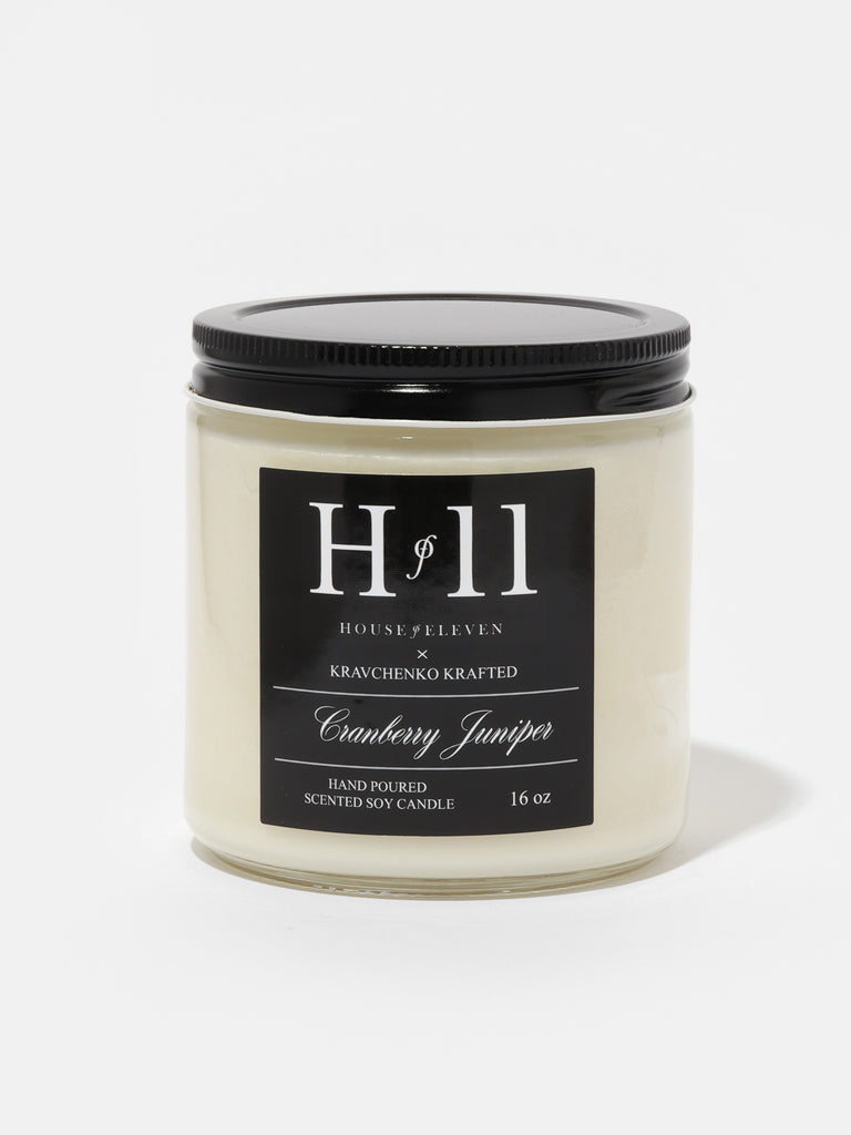 HOF11 Scented Soy Candles labeled with cranberry juniper