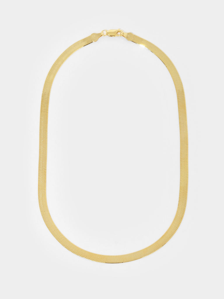 thick gold herringbone chain necklace