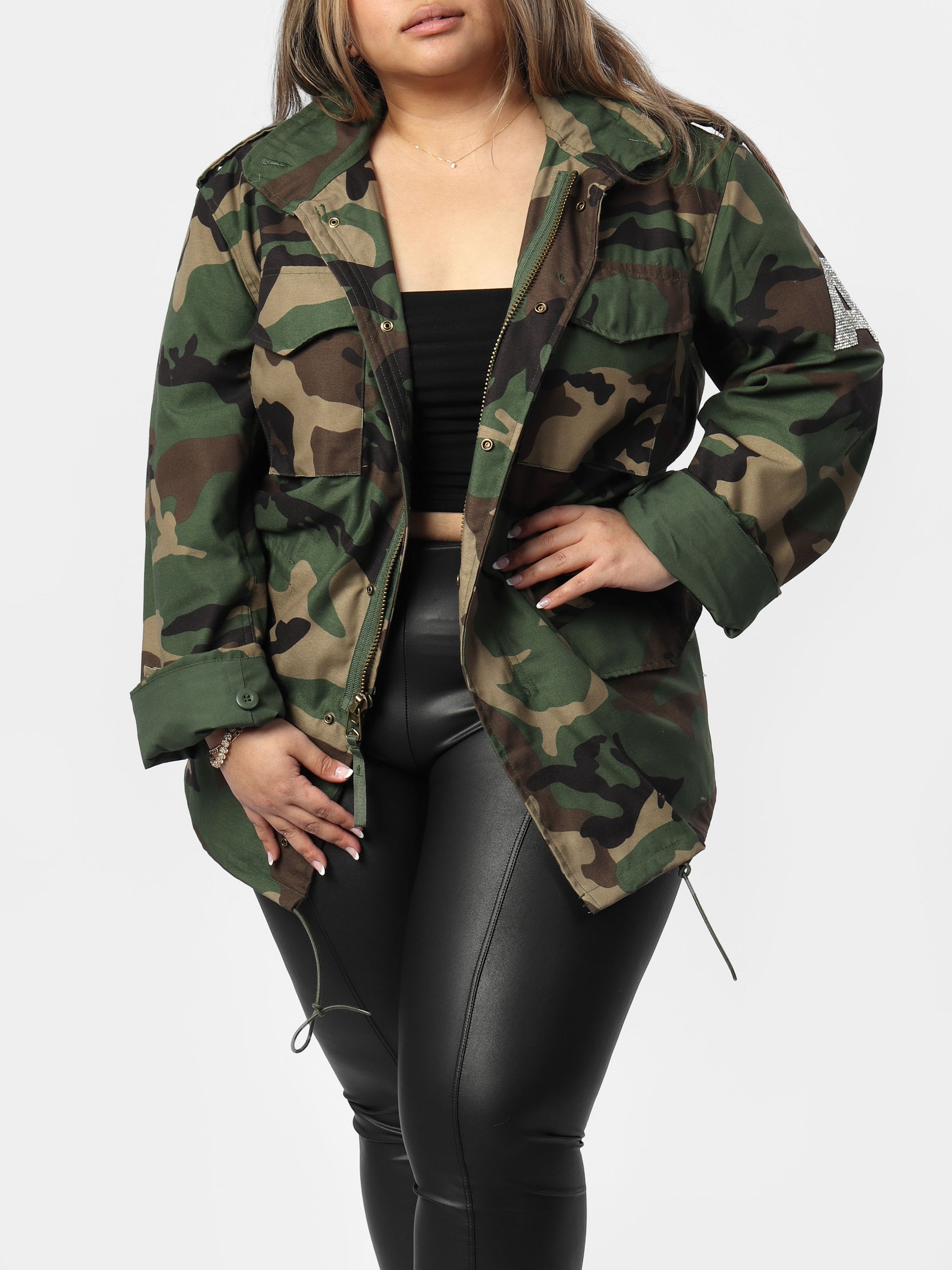 Glam Letter Classic Camo Jacket – House of Eleven by Silva Twins