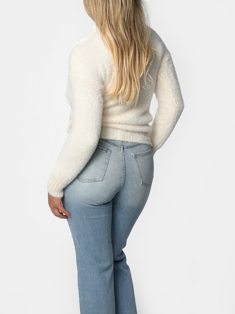 Woman wearing Faux Cashmere Turtleneck Sweater