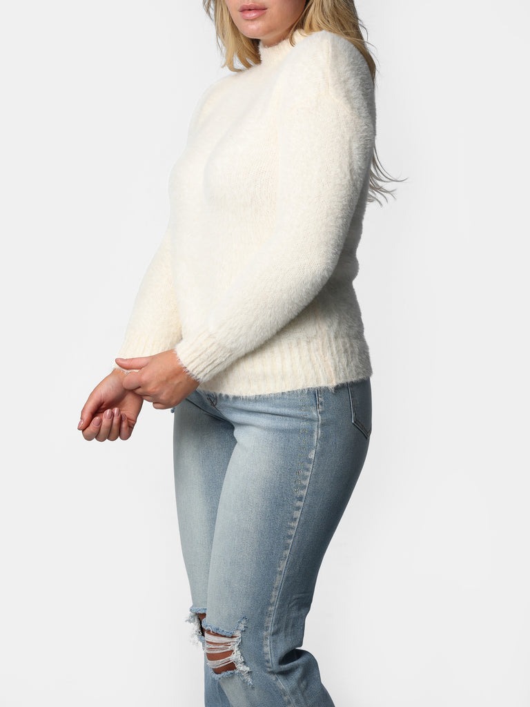 Woman wearing Faux Cashmere Turtleneck Sweater