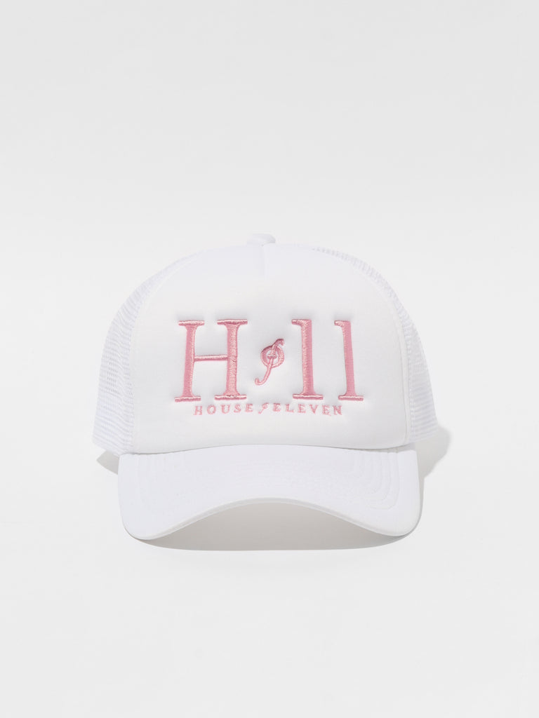 White HOF11 Embroidered Flat Top Cap