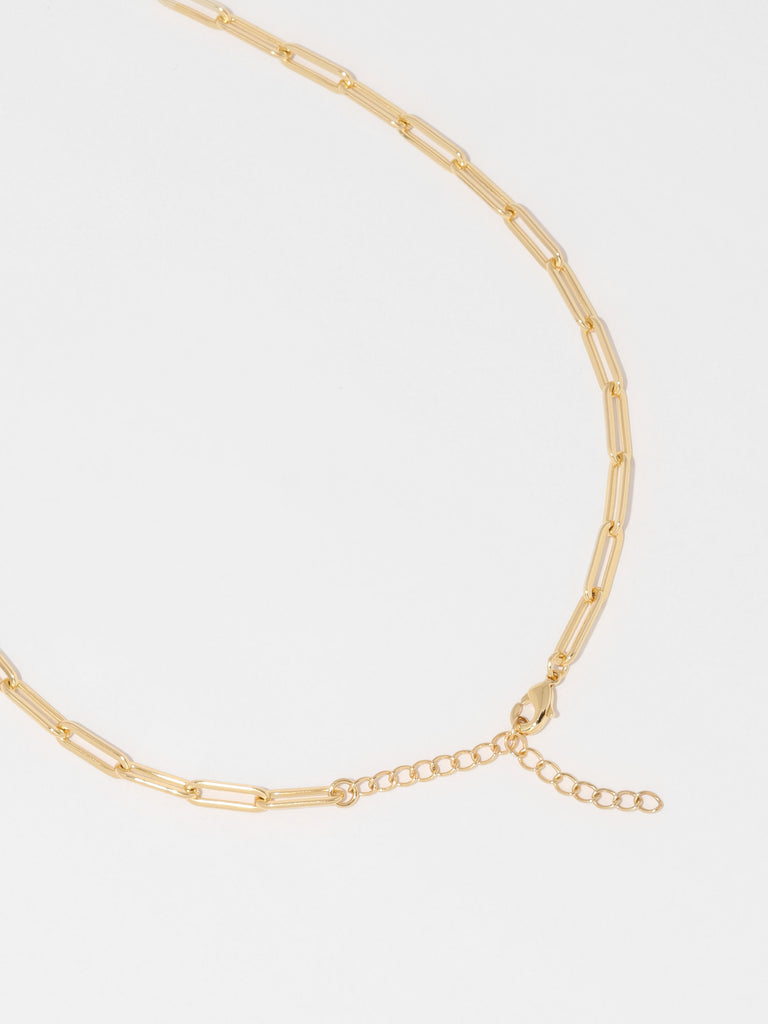 gold link shaped necklace chain and clasp