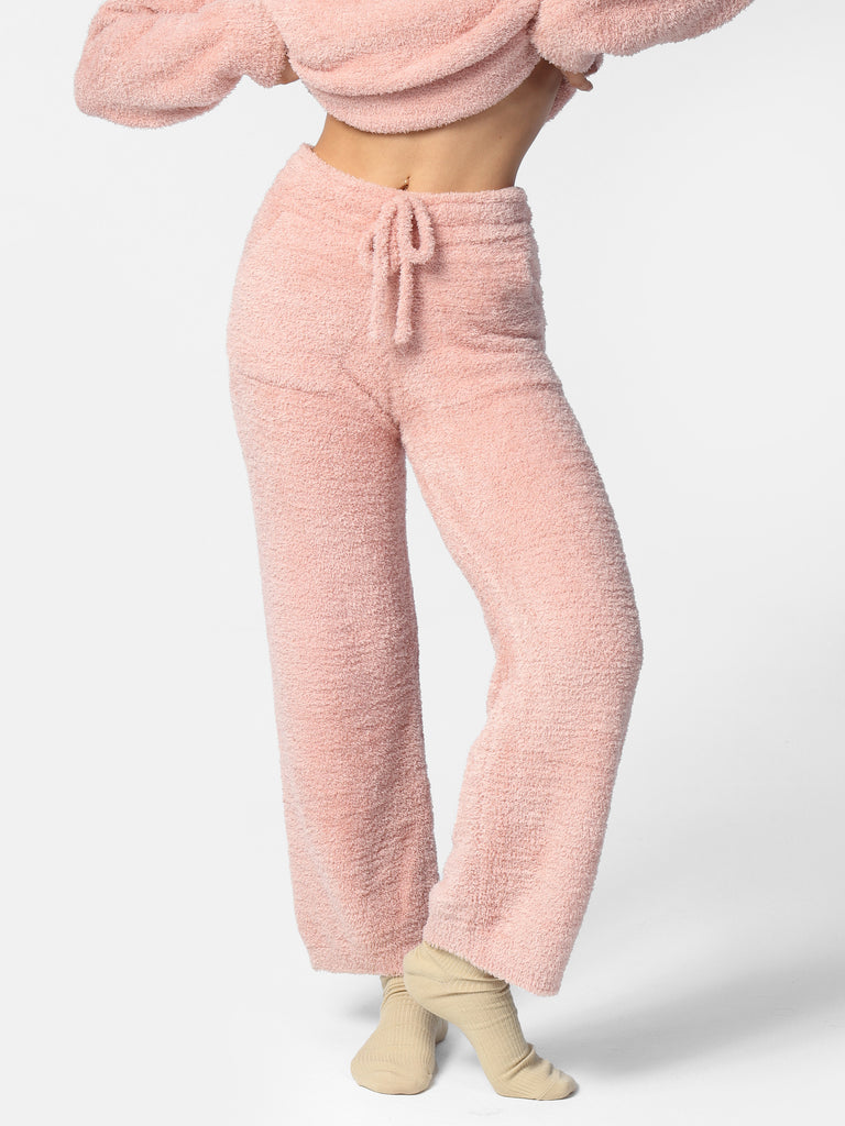 Woman wearing Pink Cozy Loungewear