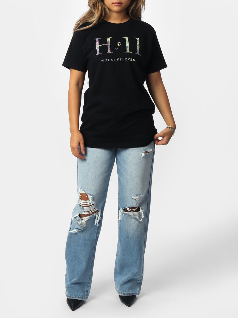 Woman wearing HOF11 Crystal Bedazzled T-Shirt