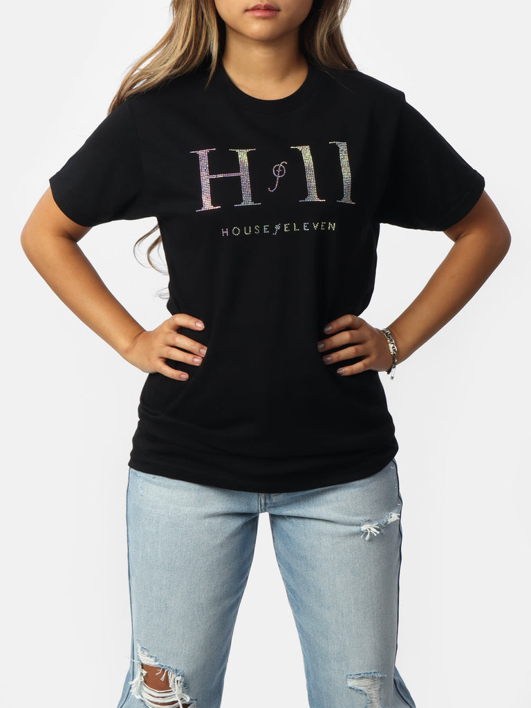 Woman wearing HOF11 Crystal Bedazzled T-Shirt